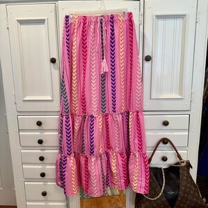 S/M Pink Multi Colored Patterned Maxi Skirt